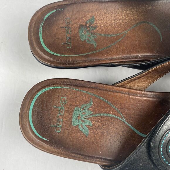Dansko Women's size 41 Dixie Full Grain Black/Turquoise Women's Sandals Leather - Picture 14 of 16